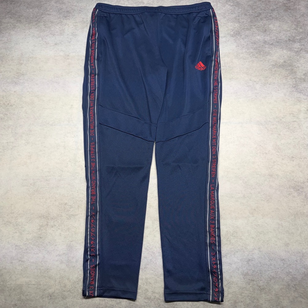 Adidas Navy Blue Red Side Track Pants Mens XL Ankle Zip Athletic Streetwear